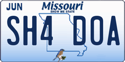 MO license plate SH4D0A
