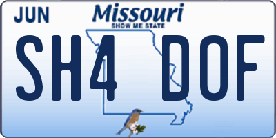 MO license plate SH4D0F