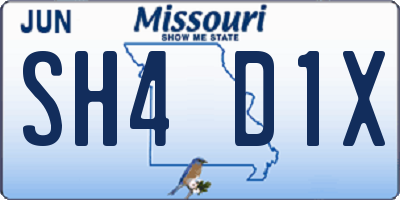 MO license plate SH4D1X
