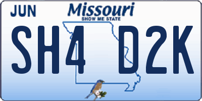 MO license plate SH4D2K
