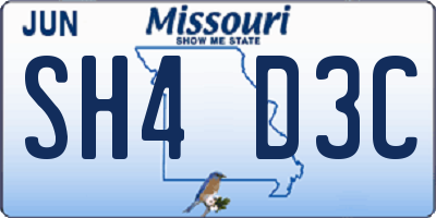 MO license plate SH4D3C