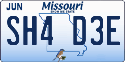 MO license plate SH4D3E