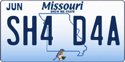 MO license plate SH4D4A