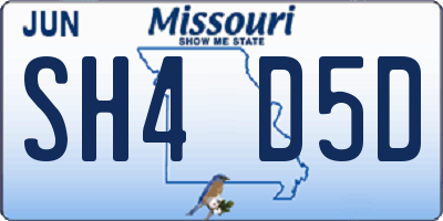 MO license plate SH4D5D