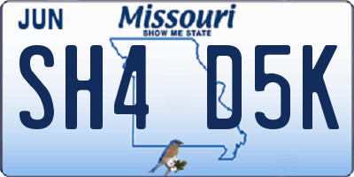 MO license plate SH4D5K