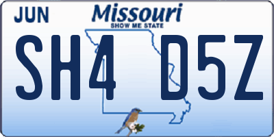 MO license plate SH4D5Z