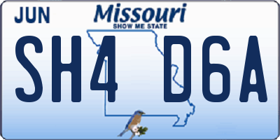 MO license plate SH4D6A