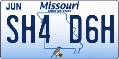 MO license plate SH4D6H