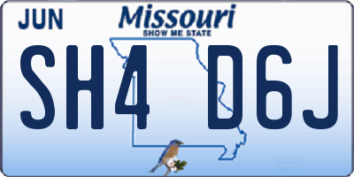 MO license plate SH4D6J