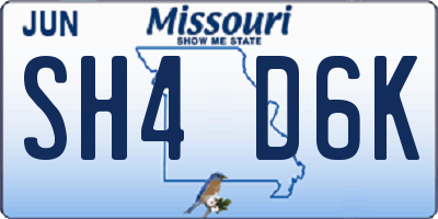 MO license plate SH4D6K