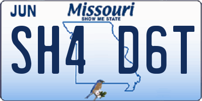 MO license plate SH4D6T