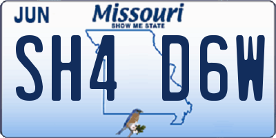 MO license plate SH4D6W