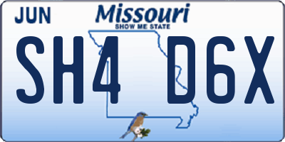 MO license plate SH4D6X