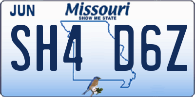 MO license plate SH4D6Z