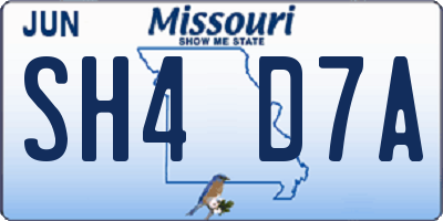 MO license plate SH4D7A