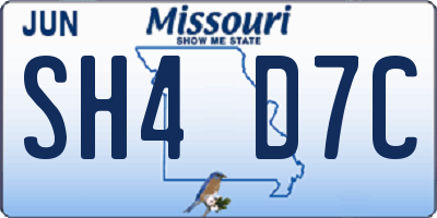MO license plate SH4D7C