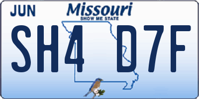 MO license plate SH4D7F