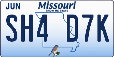 MO license plate SH4D7K