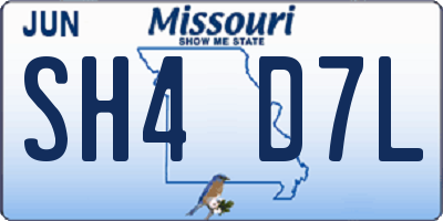 MO license plate SH4D7L