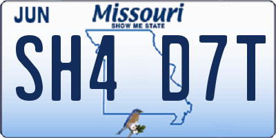 MO license plate SH4D7T