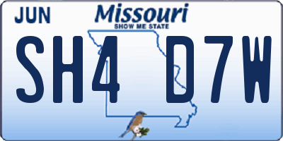 MO license plate SH4D7W