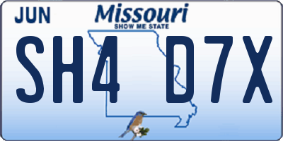 MO license plate SH4D7X