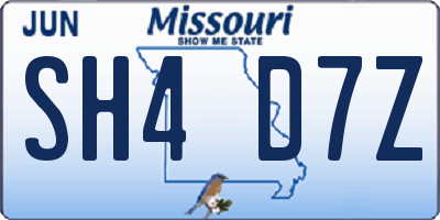 MO license plate SH4D7Z