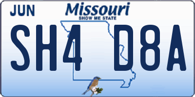 MO license plate SH4D8A
