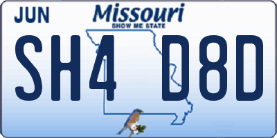 MO license plate SH4D8D