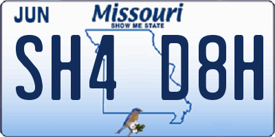 MO license plate SH4D8H
