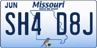 MO license plate SH4D8J