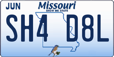 MO license plate SH4D8L