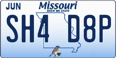 MO license plate SH4D8P