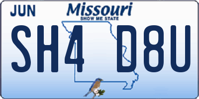 MO license plate SH4D8U