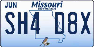 MO license plate SH4D8X
