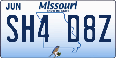 MO license plate SH4D8Z