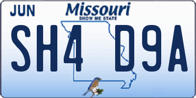 MO license plate SH4D9A