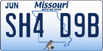 MO license plate SH4D9B