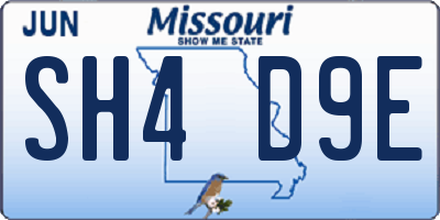 MO license plate SH4D9E