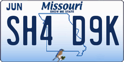 MO license plate SH4D9K