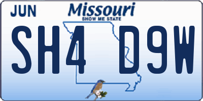 MO license plate SH4D9W