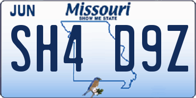 MO license plate SH4D9Z