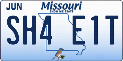 MO license plate SH4E1T