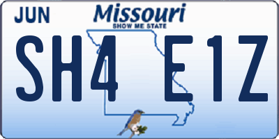 MO license plate SH4E1Z