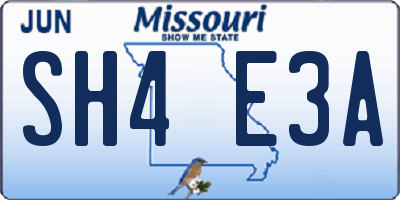 MO license plate SH4E3A