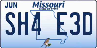 MO license plate SH4E3D