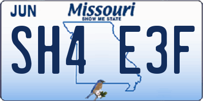 MO license plate SH4E3F