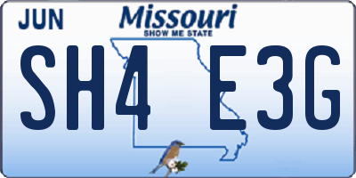 MO license plate SH4E3G
