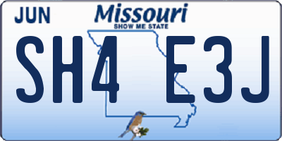 MO license plate SH4E3J