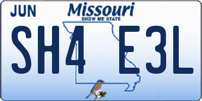 MO license plate SH4E3L